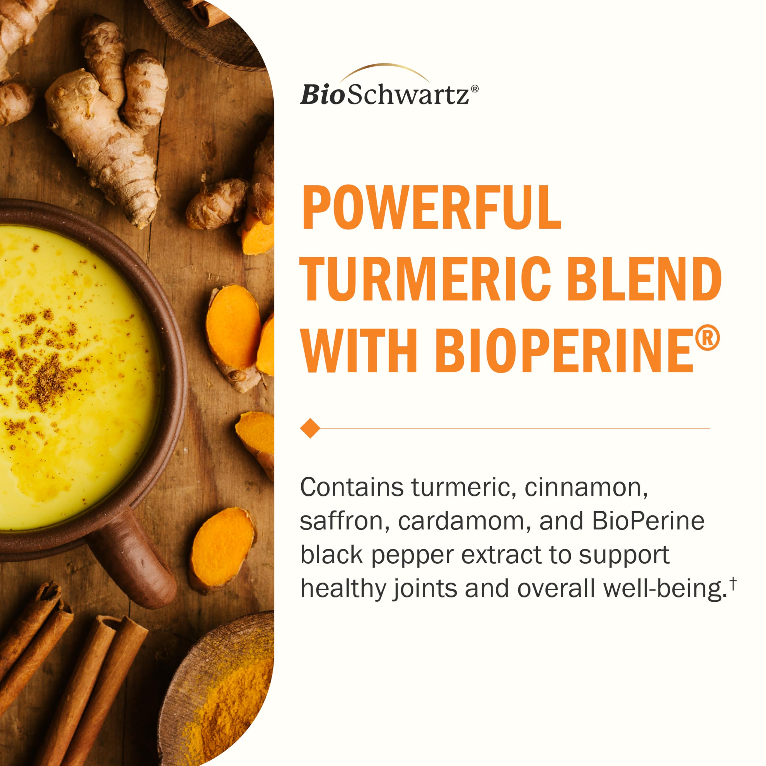 BioSchwartz Turmeric Curcumin Cinnamon Saffron Cardamom bottle back view