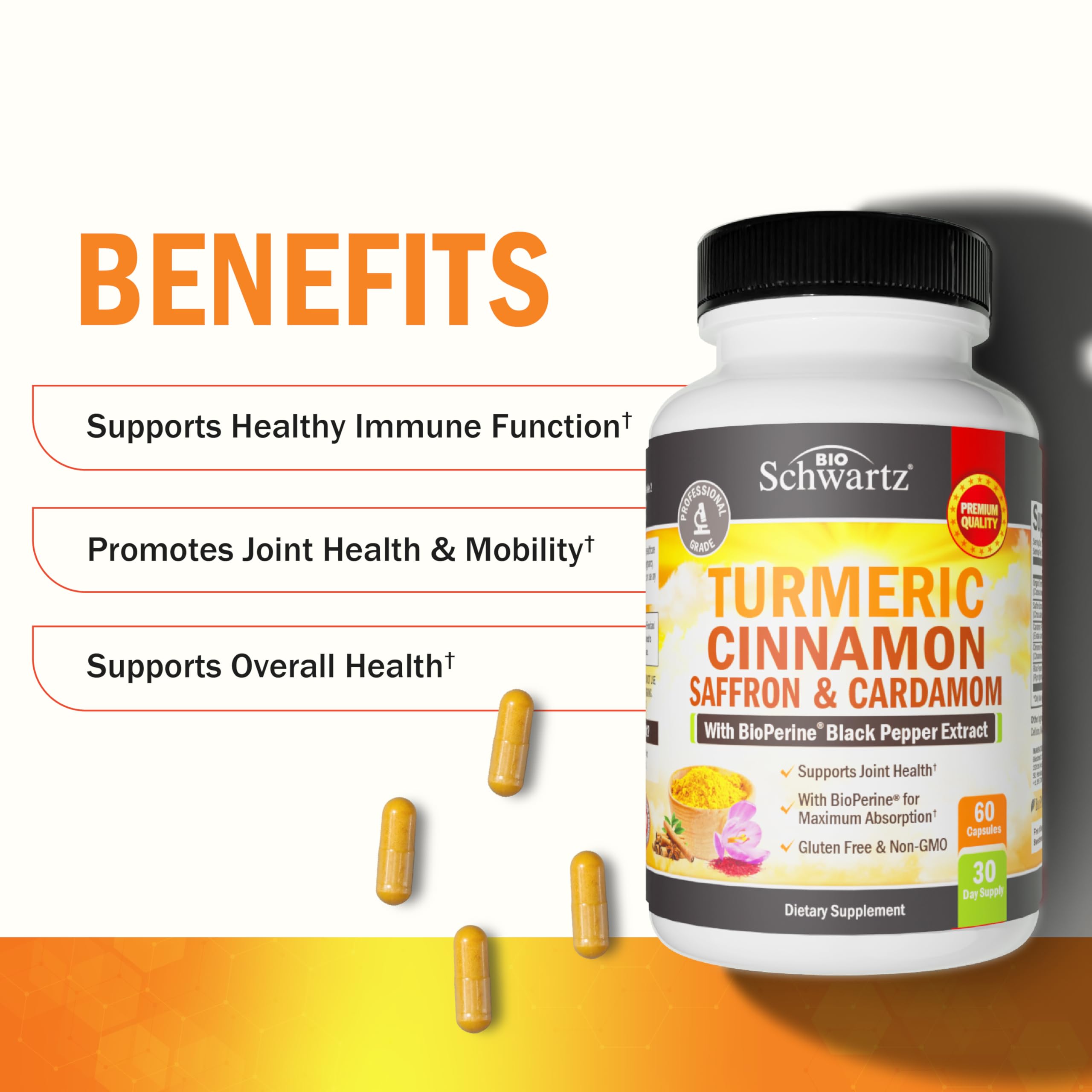 BioSchwartz Turmeric Curcumin Cinnamon Saffron Cardamom ingredients list