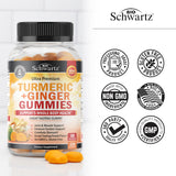 BioSchwartz Turmeric Curcumin & Ginger Gummies on a wooden table