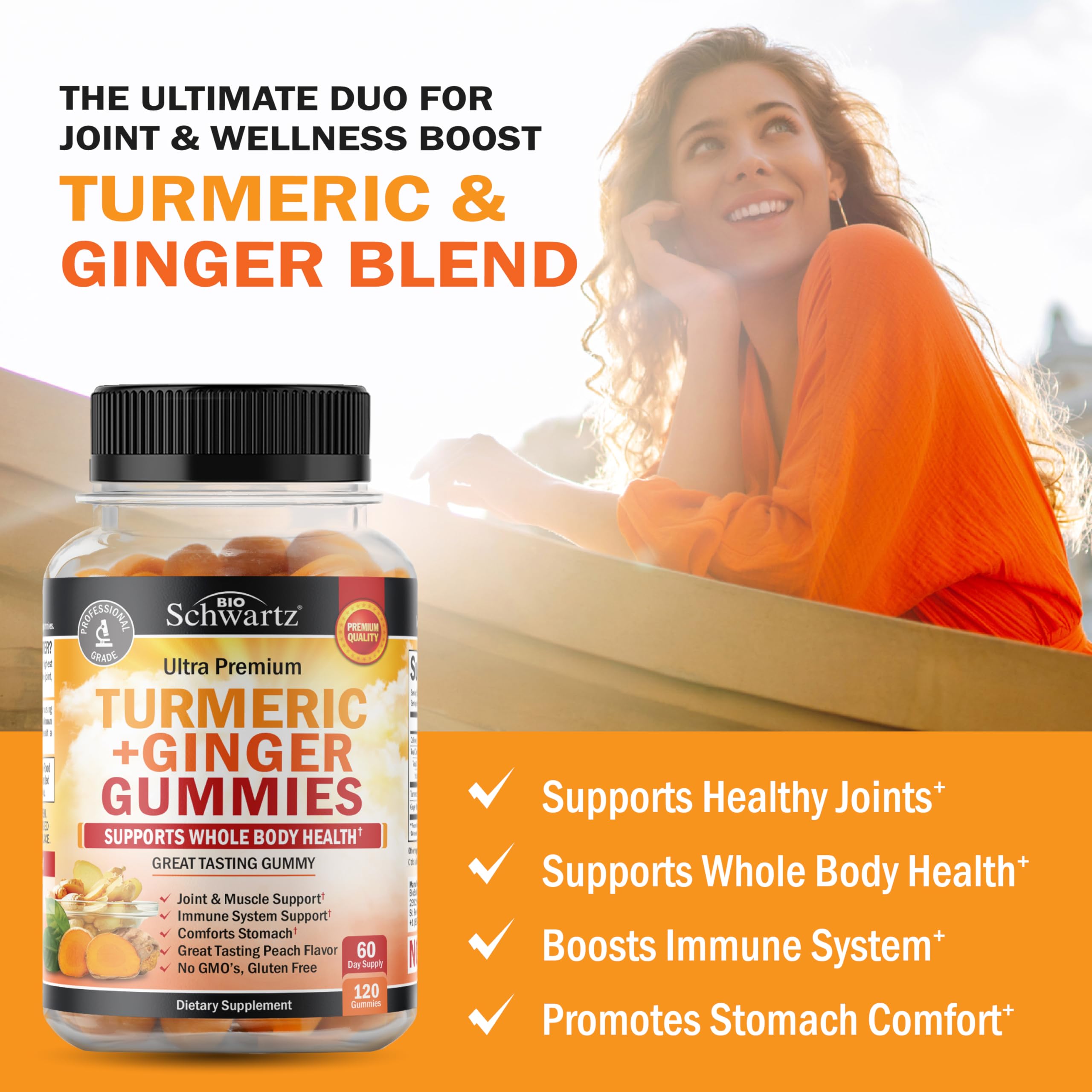 BioSchwartz Turmeric Curcumin & Ginger Gummies packaging side view