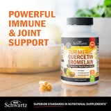 BioSchwartz Turmeric Curcumin Quercetin Bromelain bottle with measuring spoon