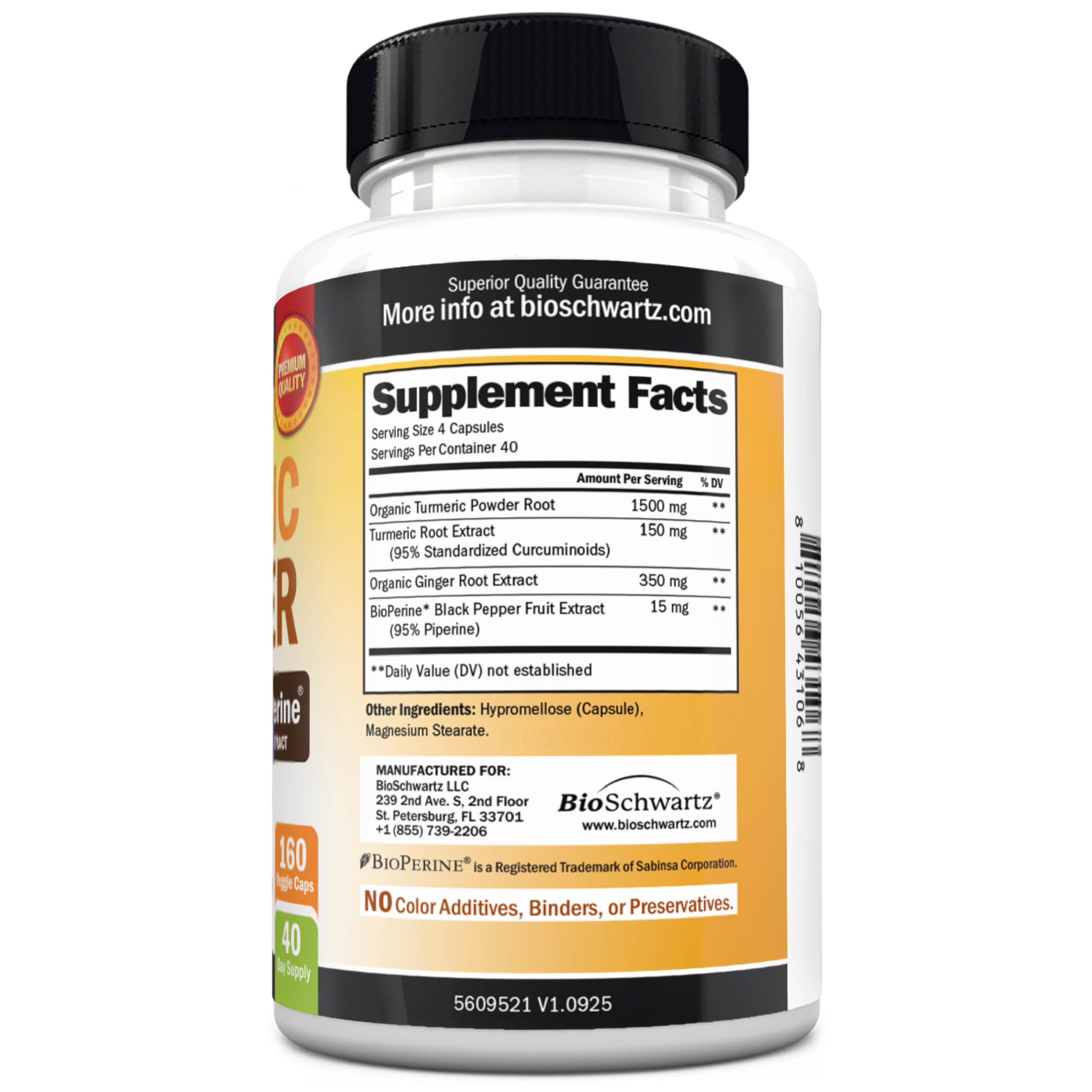 BioSchwartz Turmeric Ginger Supplement Capsules close-up