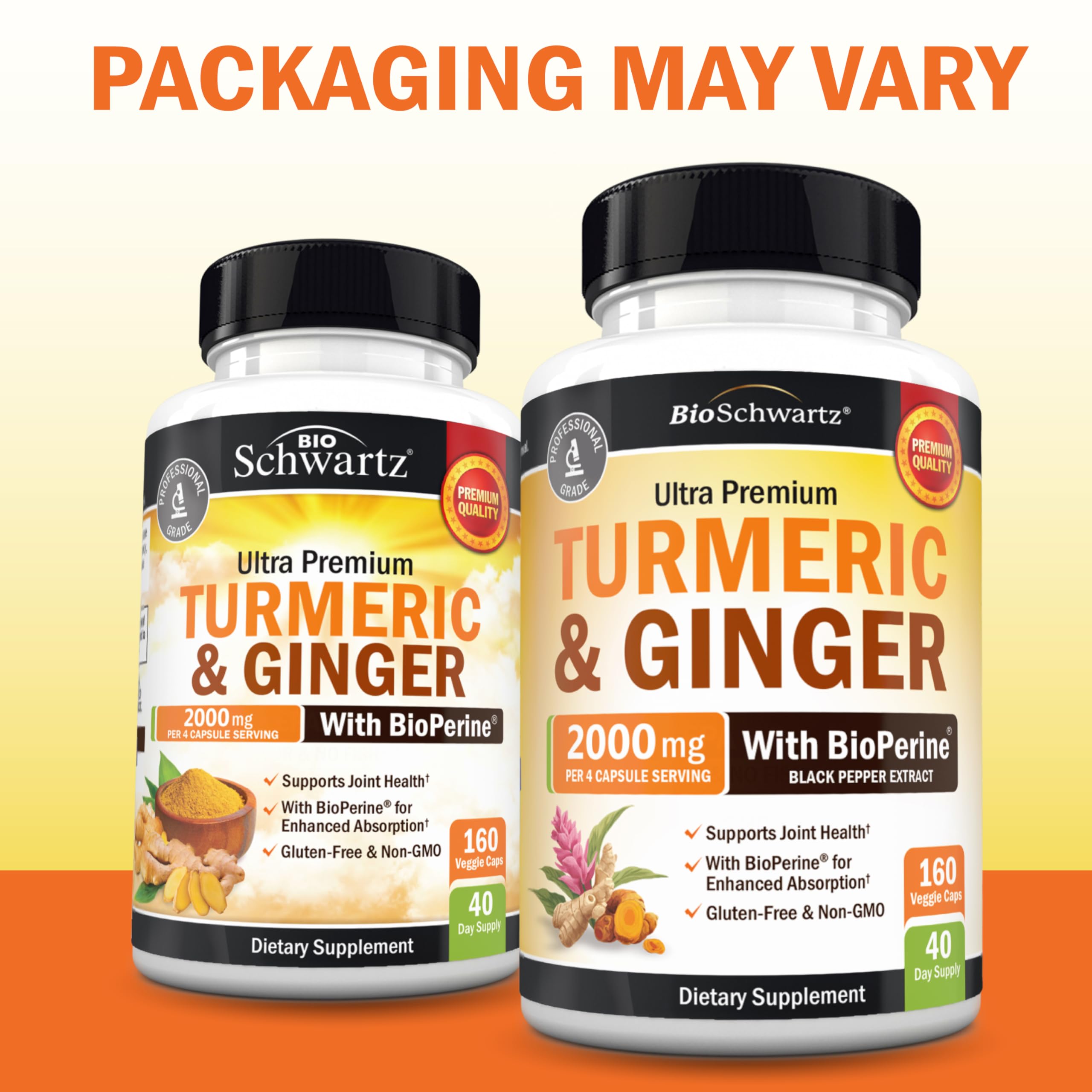 BioSchwartz Turmeric Ginger Supplement Capsules side view
