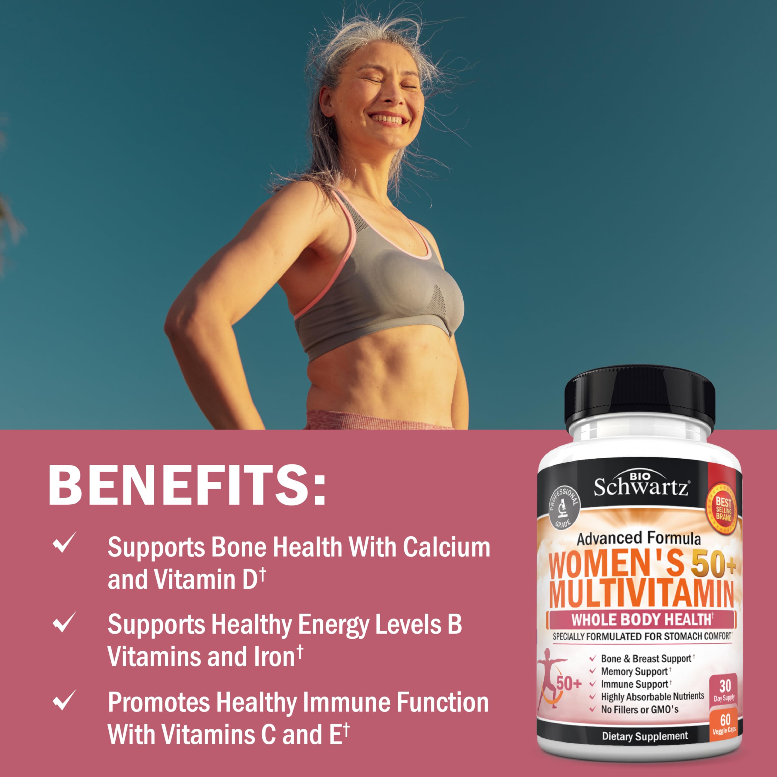BioSchwartz Women's Multivitamin 50+ 60 Capsules back view