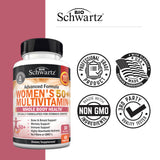 BioSchwartz Women's Multivitamin 50+ 60 Capsules with a glass of water