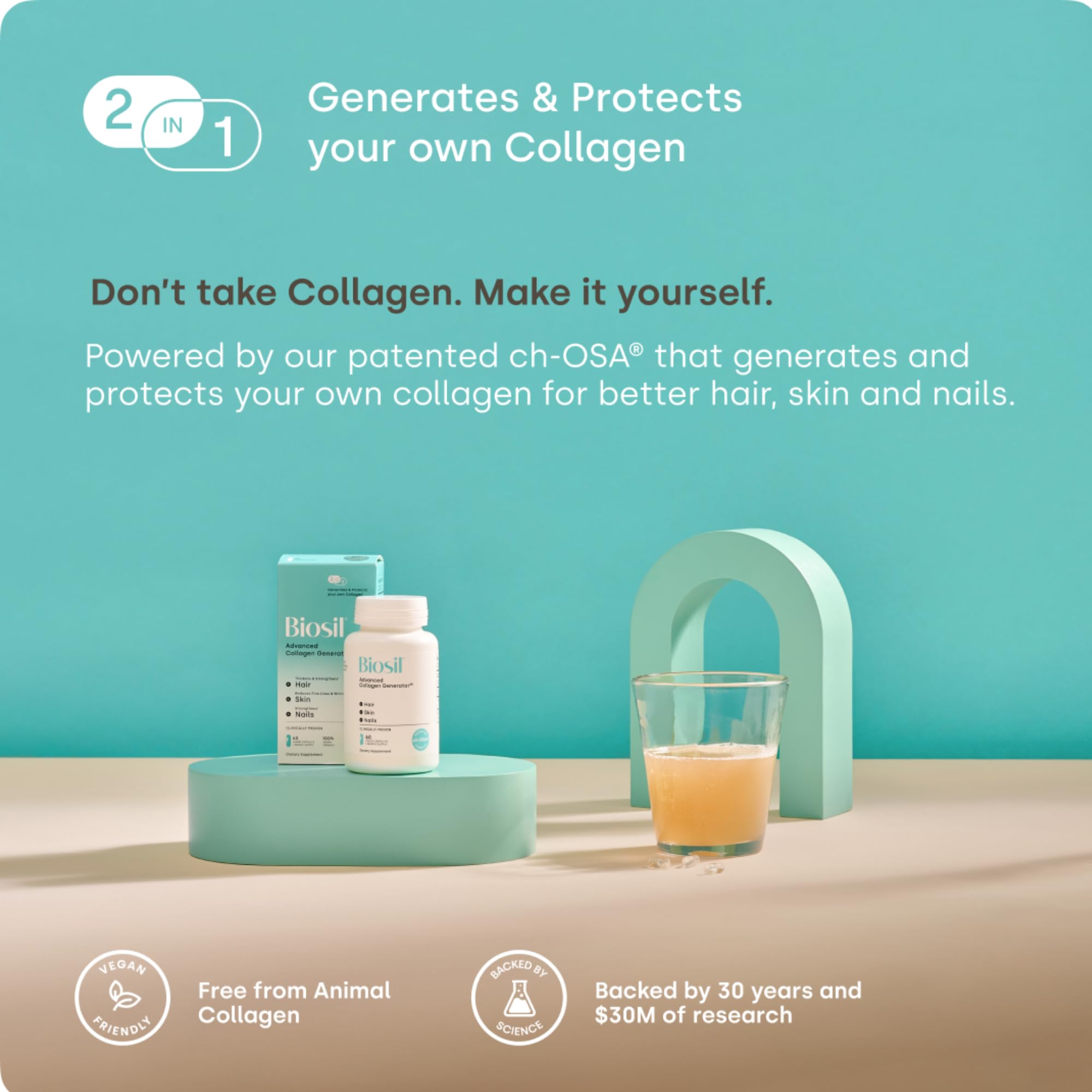Biosil Collagen Generator 50g on a wooden table
