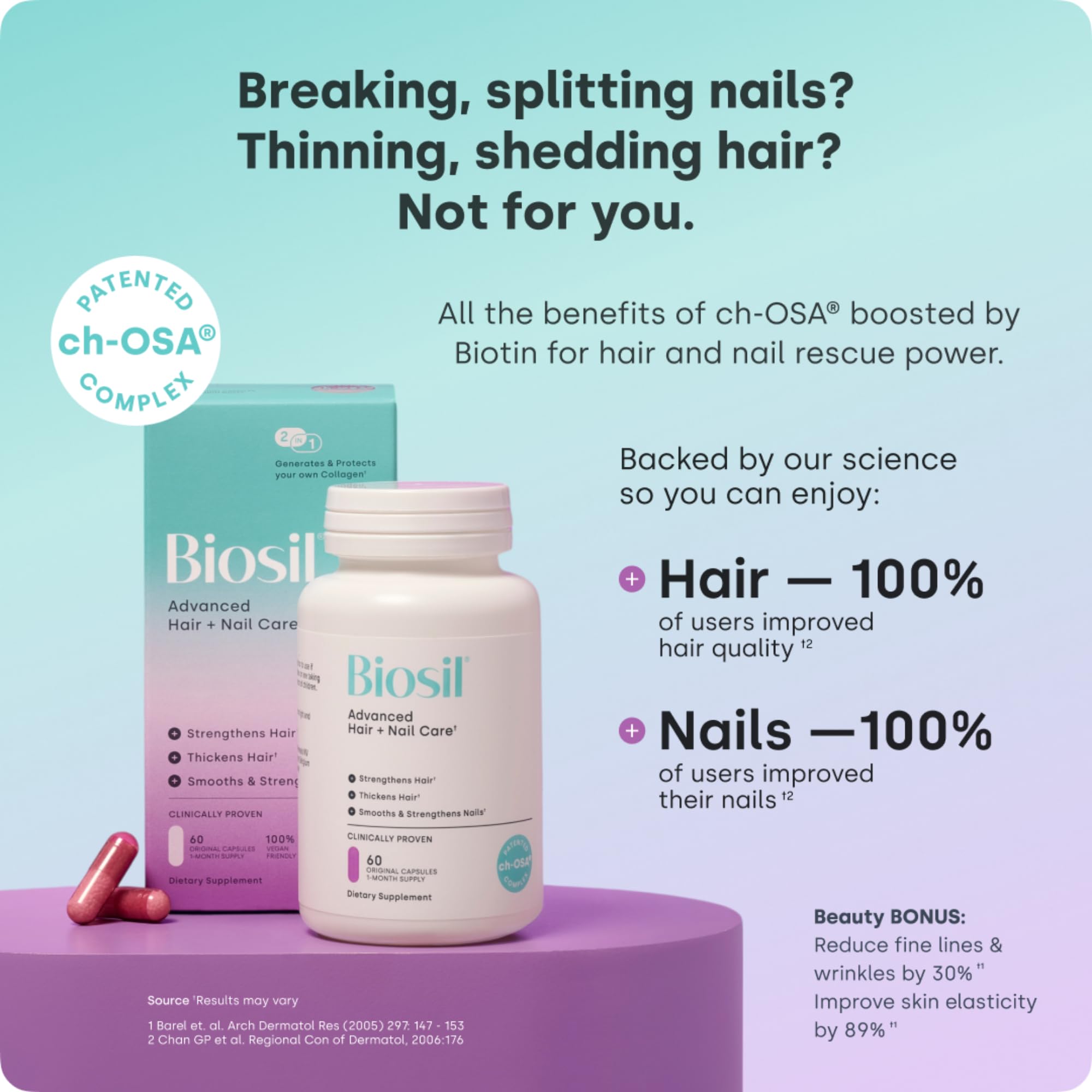 Biosil Collagen Generator 50g side view showing ingredients