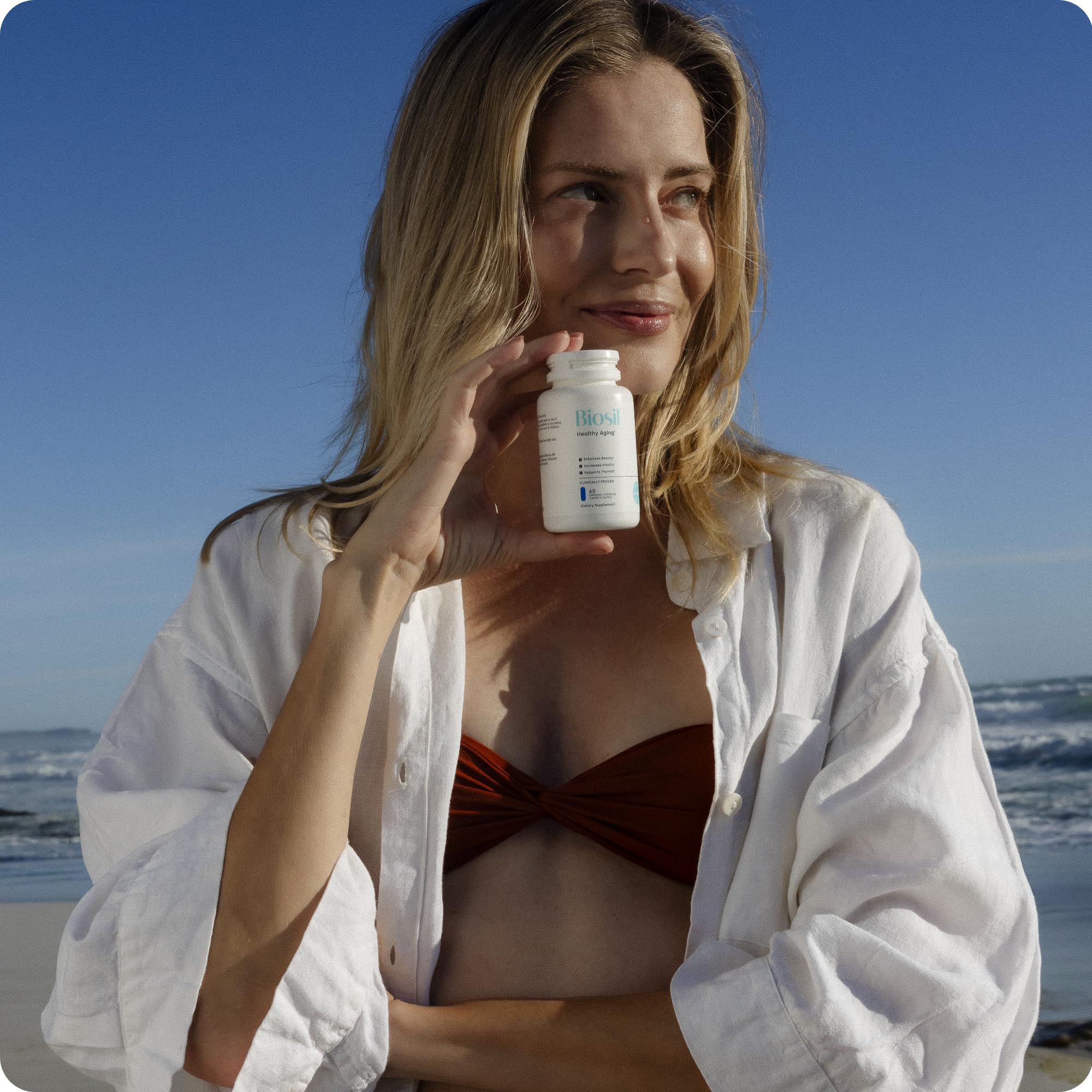 Biosil Collagen Generator 68g opened bottle with capsules