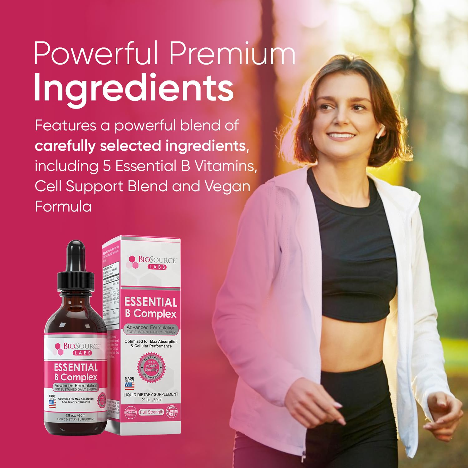 BioSource Labs B-Complex Daily Supplement 85g on a wooden table