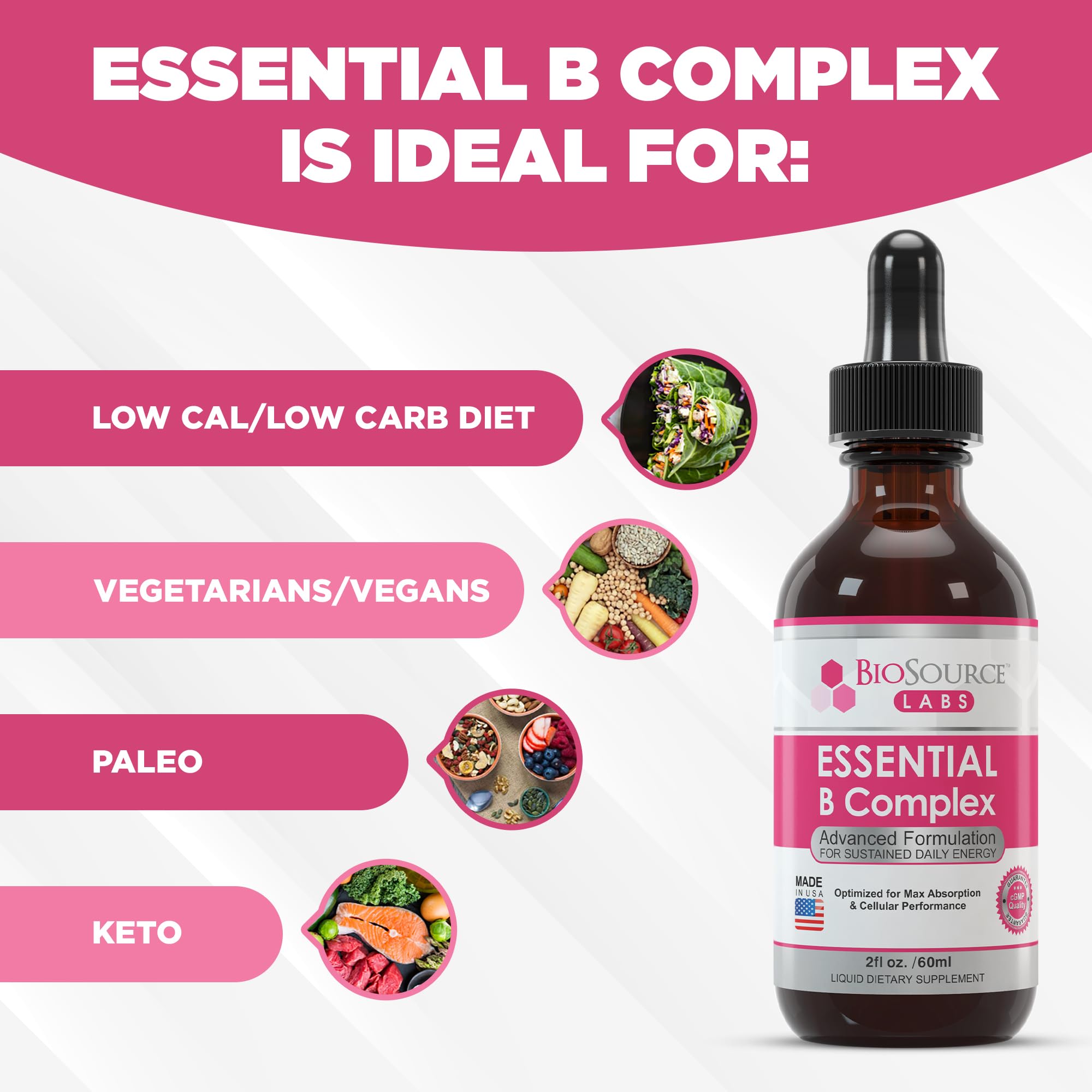 BioSource Labs B-Complex Daily Supplement 85g with a glass of water