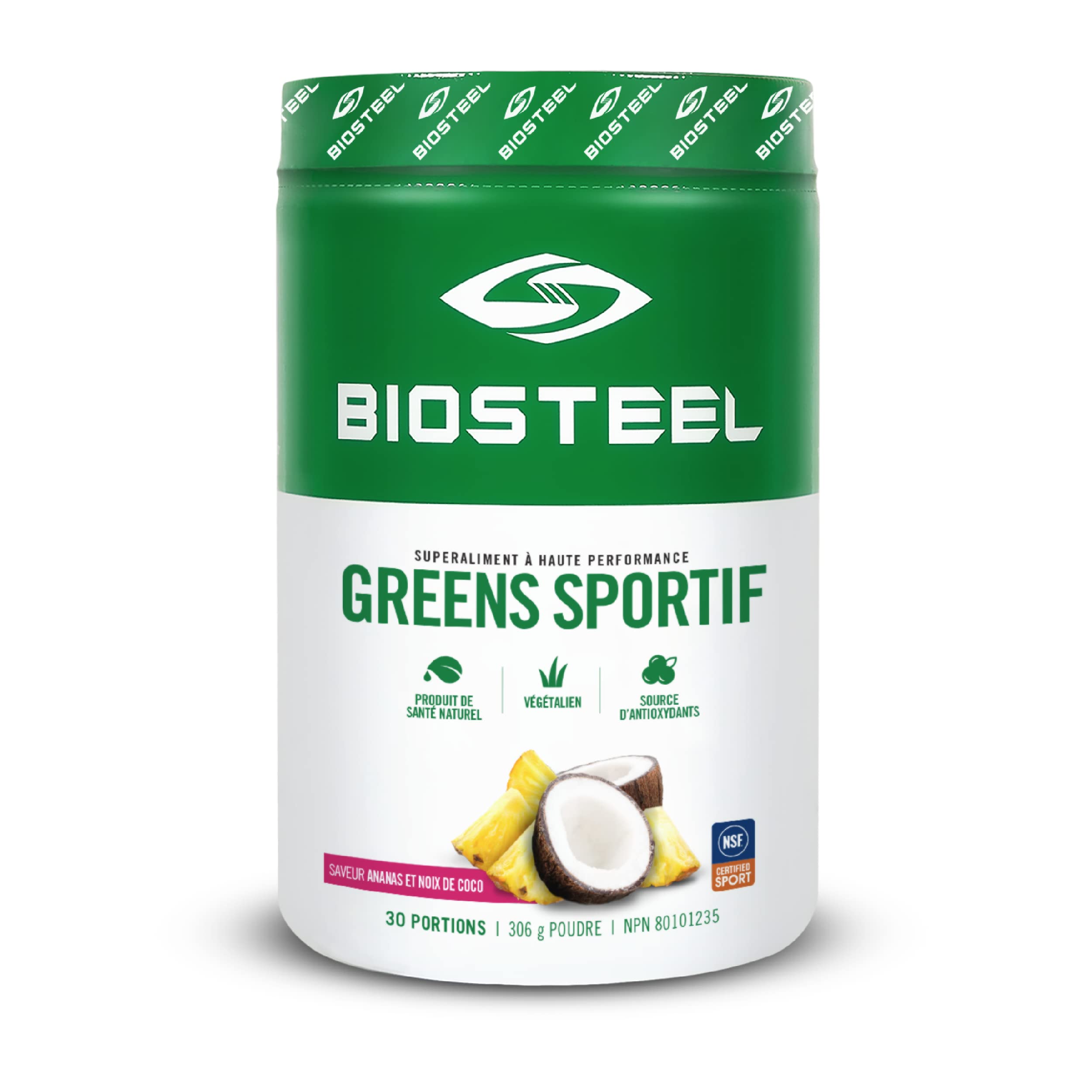 BIOSTEEL Sport Greens 363g nutritional information on back