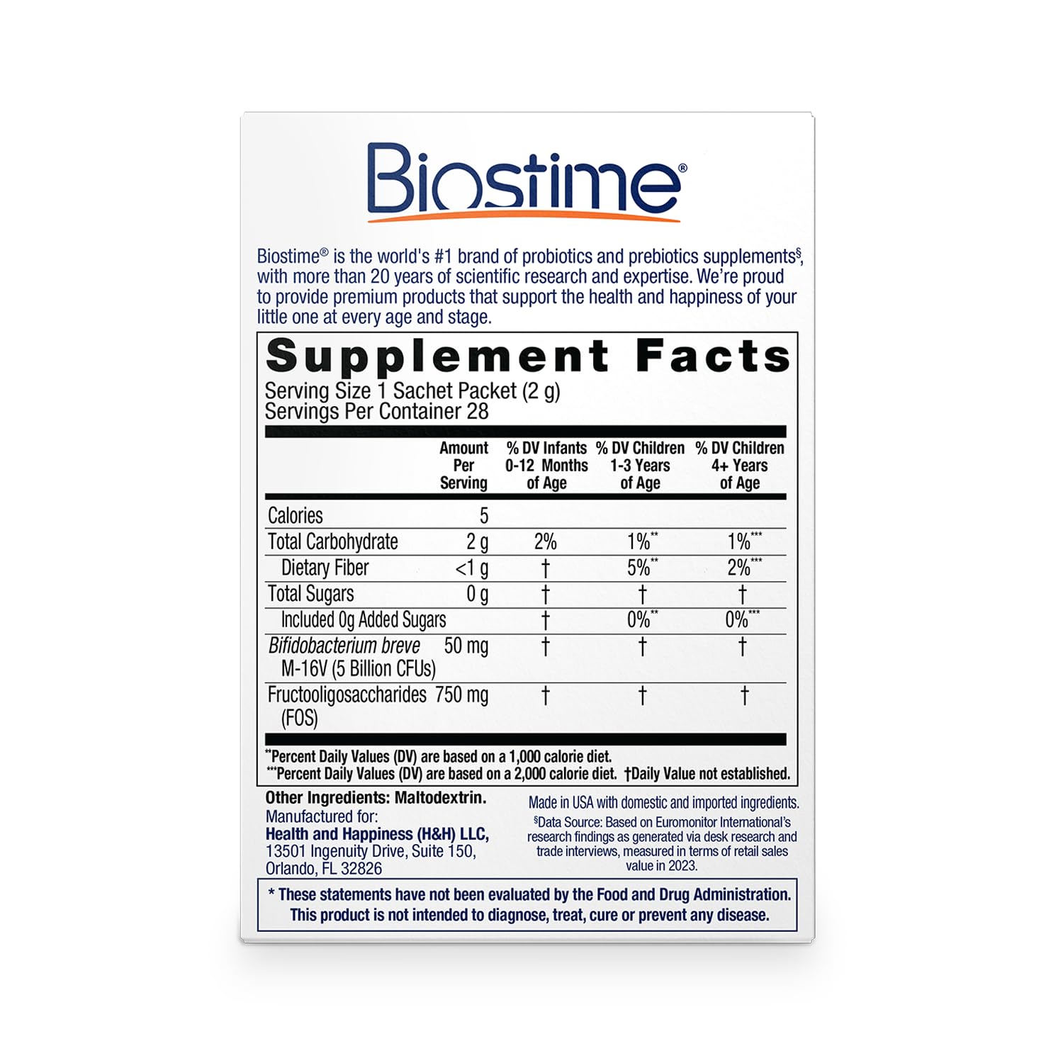 Biostime AllerCare Children's Probiotic sachet close-up