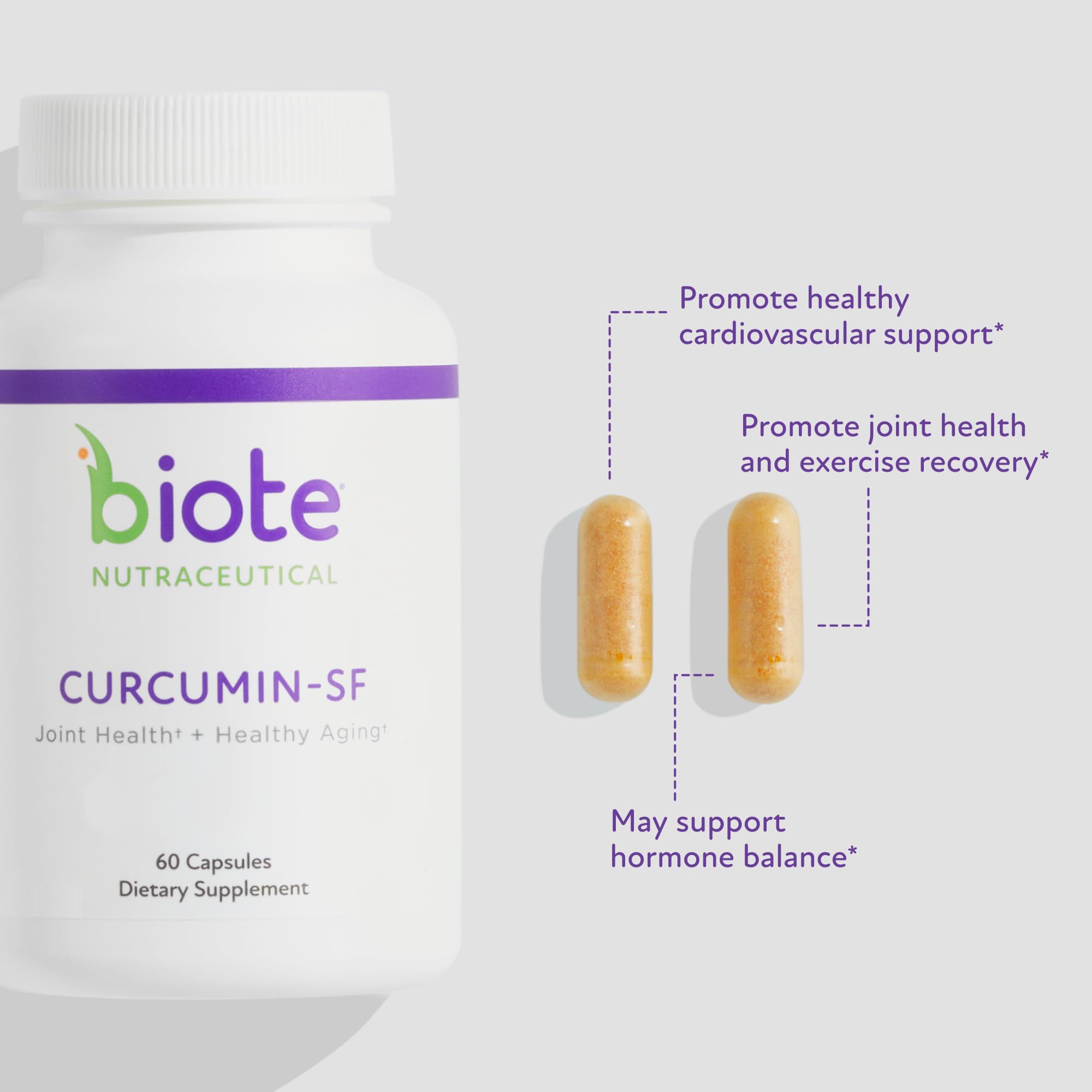 Biote Curcumin Phytosome Supplement 68g side view