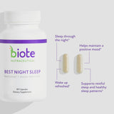 Biote Sleep Supplement ingredients list on packaging