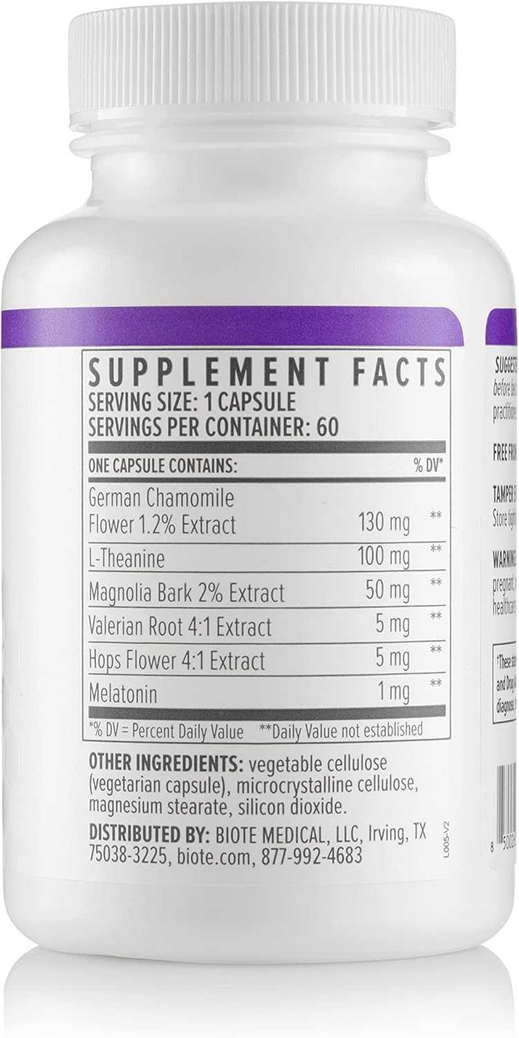 Biote Sleep Supplement with Melatonin capsules on a table