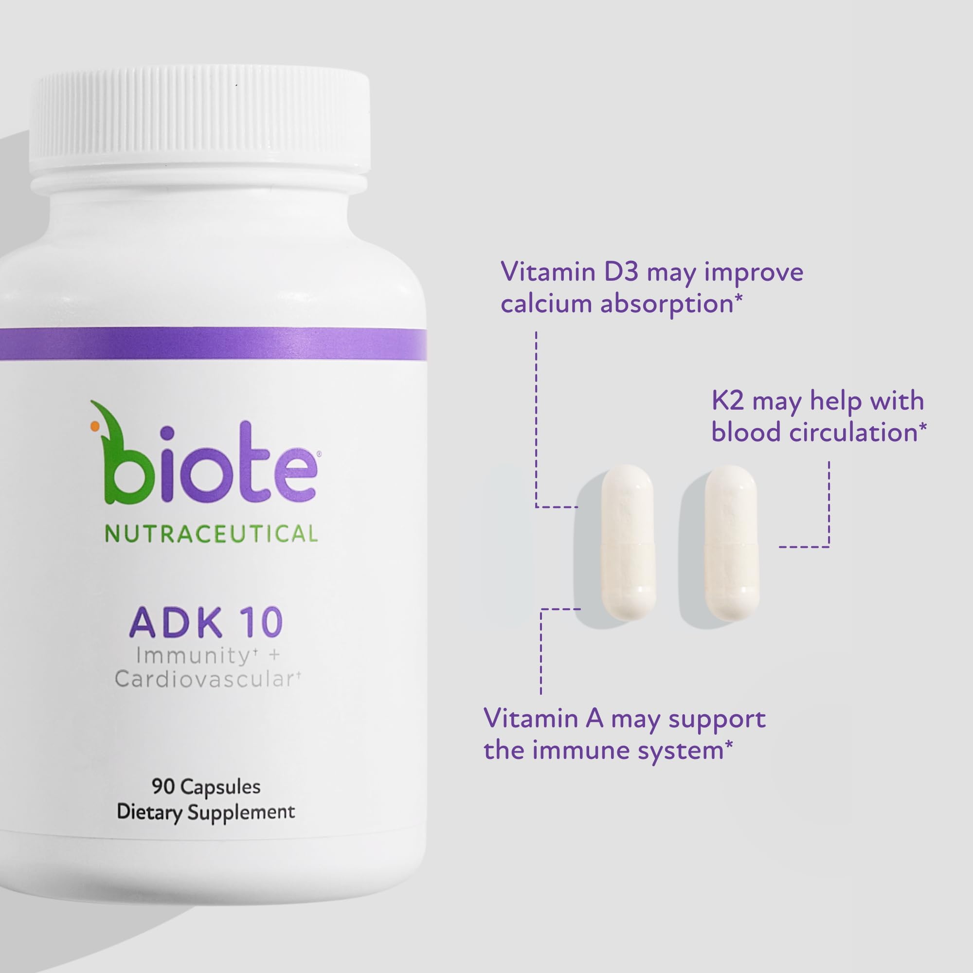 Biote Vitamin D Supplement 18g back view with ingredient list
