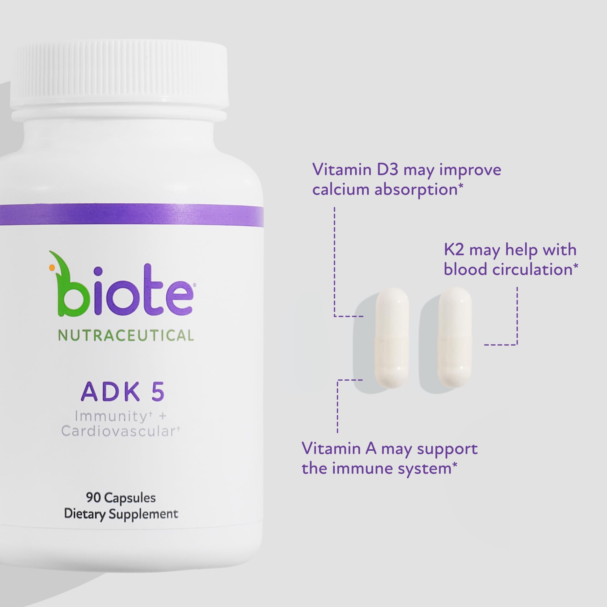 Biote Vitamin D Supplement 32g back view with ingredients