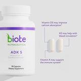 Biote Vitamin D Supplement 32g back view with ingredients