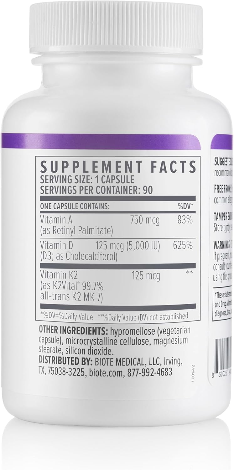 Biote Vitamin D Supplement 32g capsules on a table