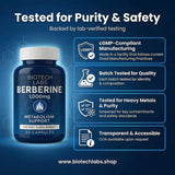 Biotech Labs Berberine 1000mg capsules with measuring spoon