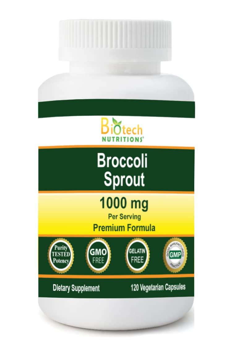 Biotech Nutritions Broccoli Sprout 1000 mg 120 vegetable capsules front view