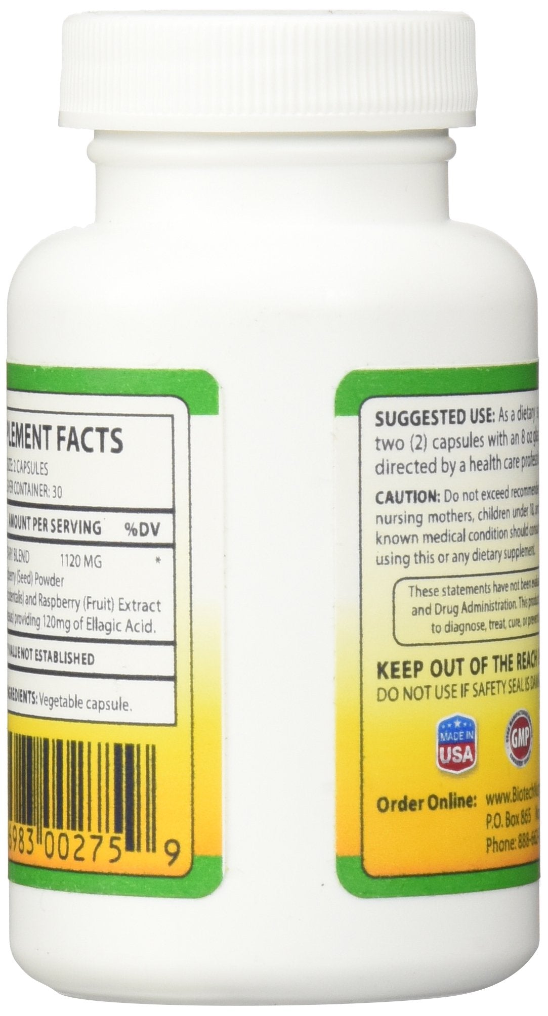Biotech Nutritions Ellagic Acid 1120 mg capsules packaging