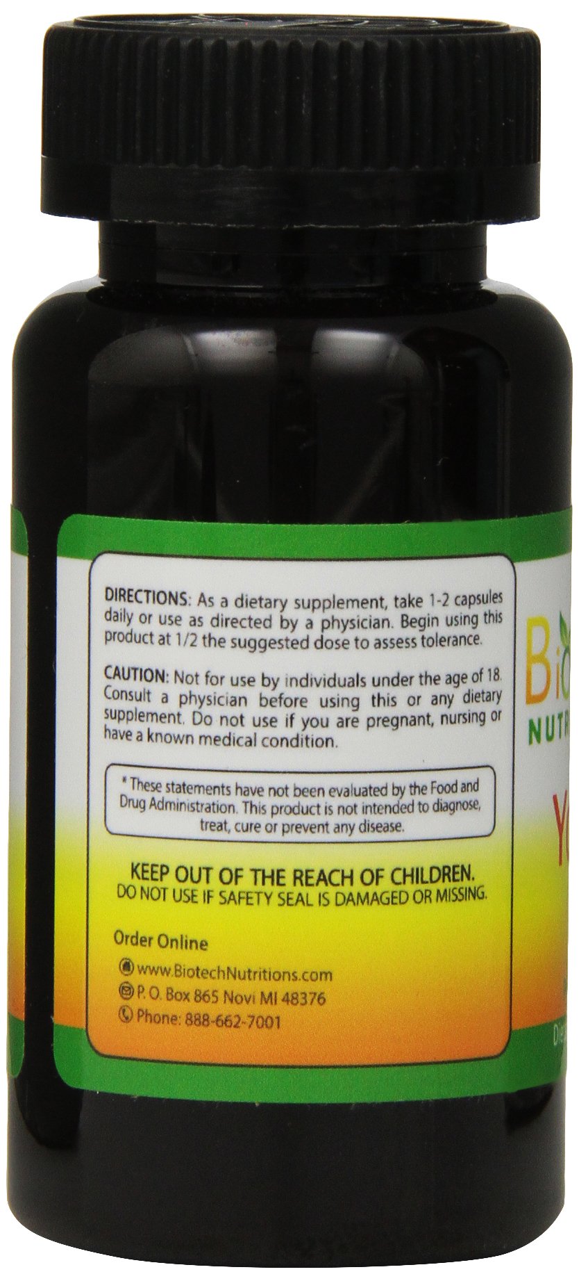 Biotech Nutritions Yohimbe Supplement 50g back view