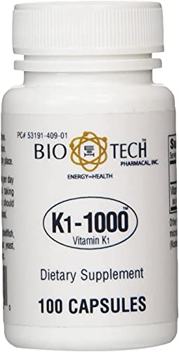 BioTechUSA K1-1000 Vitamin K1 capsules opened bottle