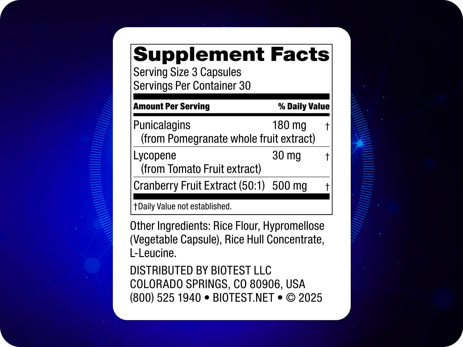 Biotest Cranberry Supplement bottle side view