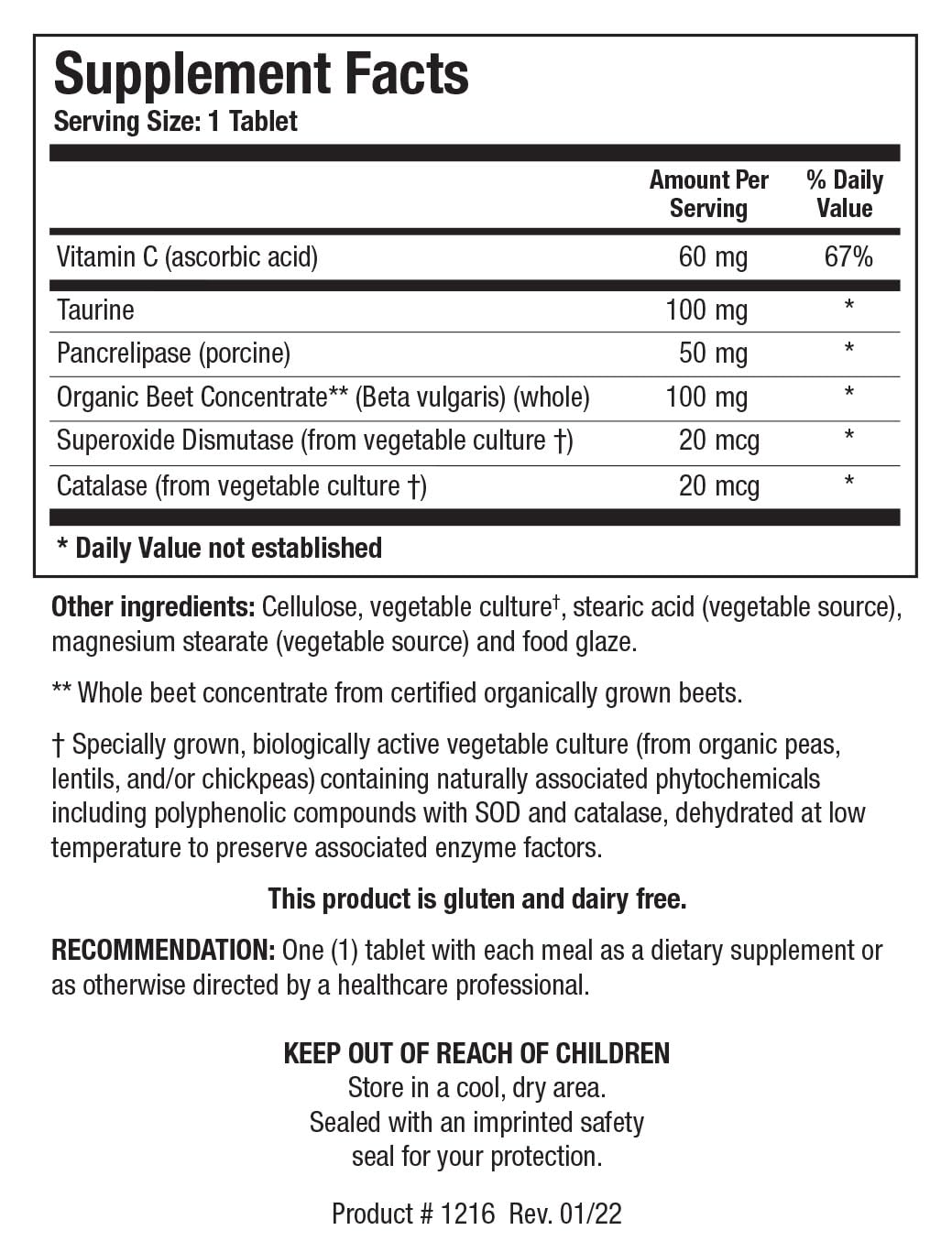BIOTICS RESEARCH Beta-TCP supplement bottle side view