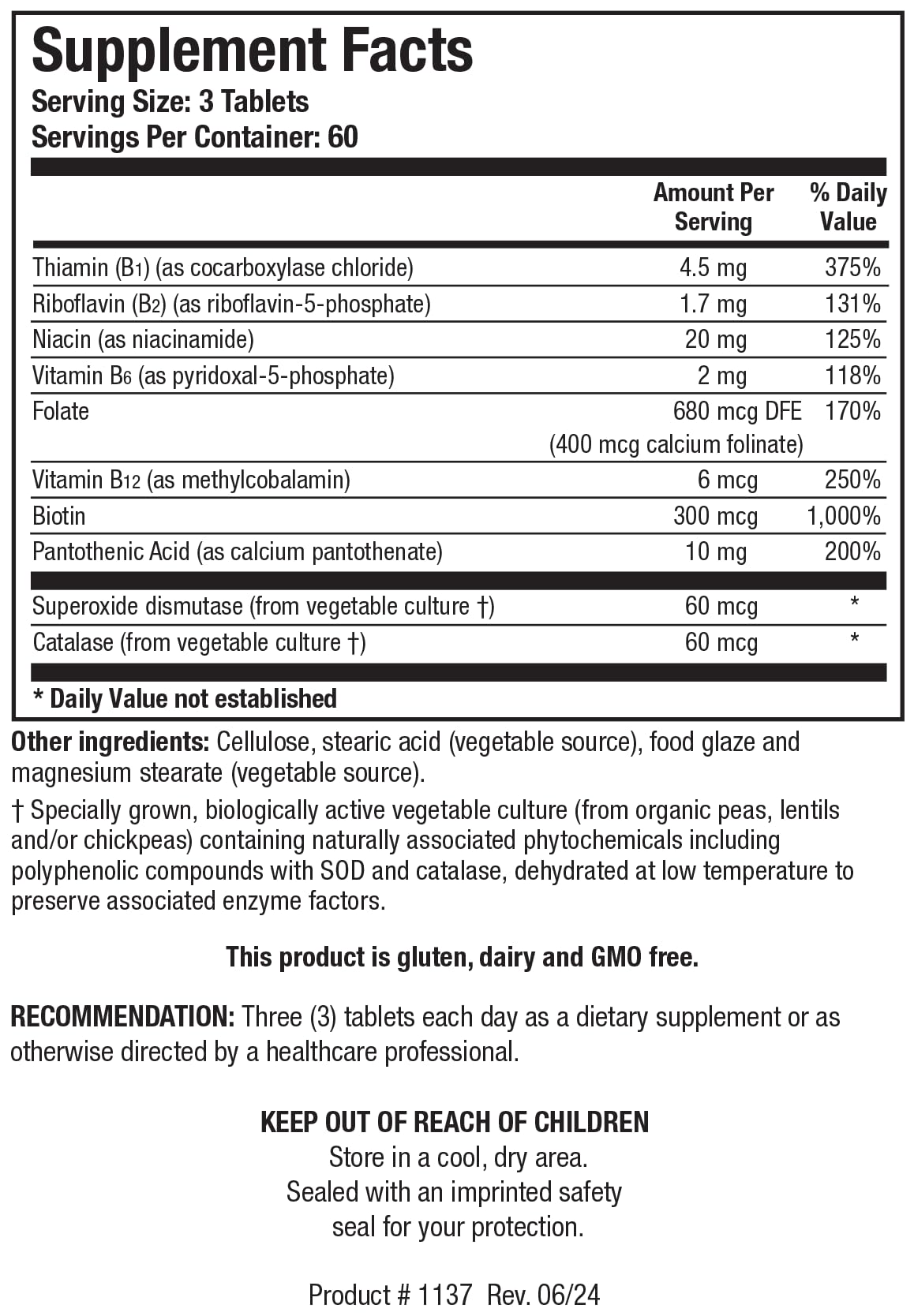 BIOTICS RESEARCH Bio-3B-G B-Complex Supplement side view
