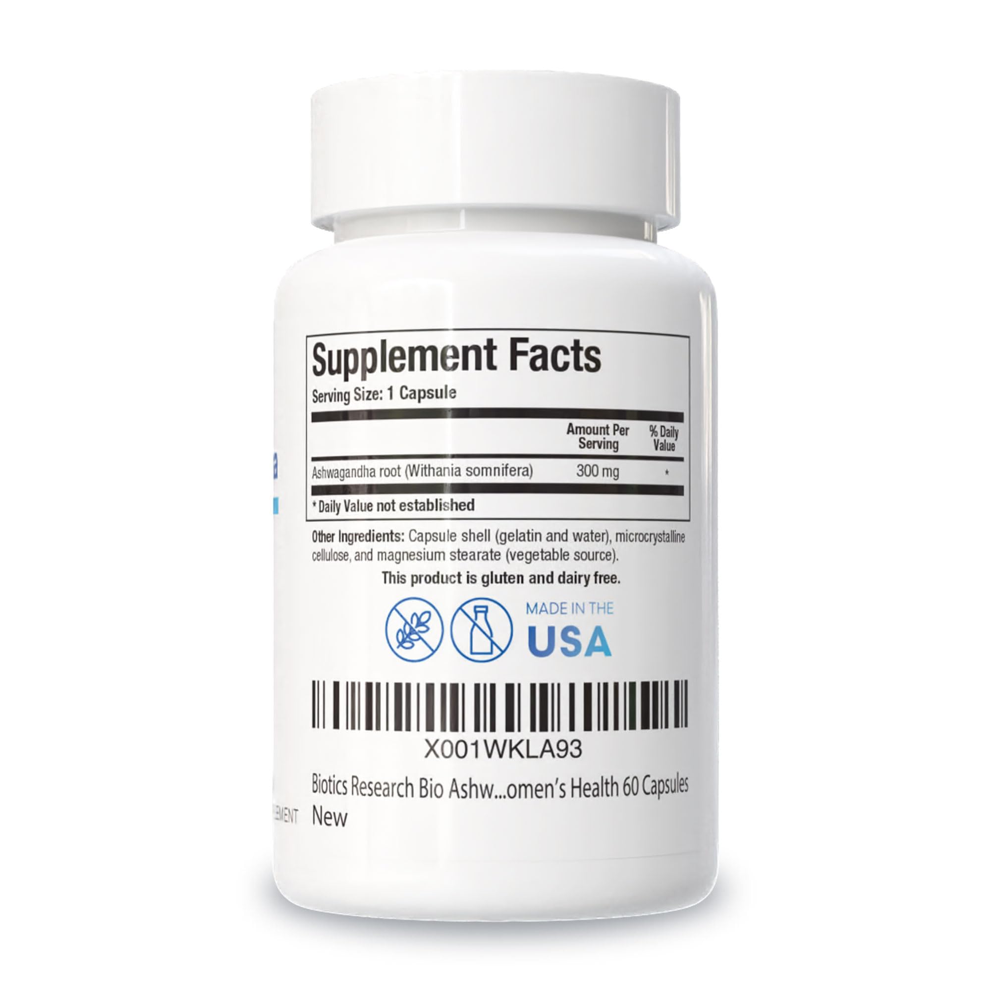 BIOTICS RESEARCH Bio-Ashwagandha bottle side view