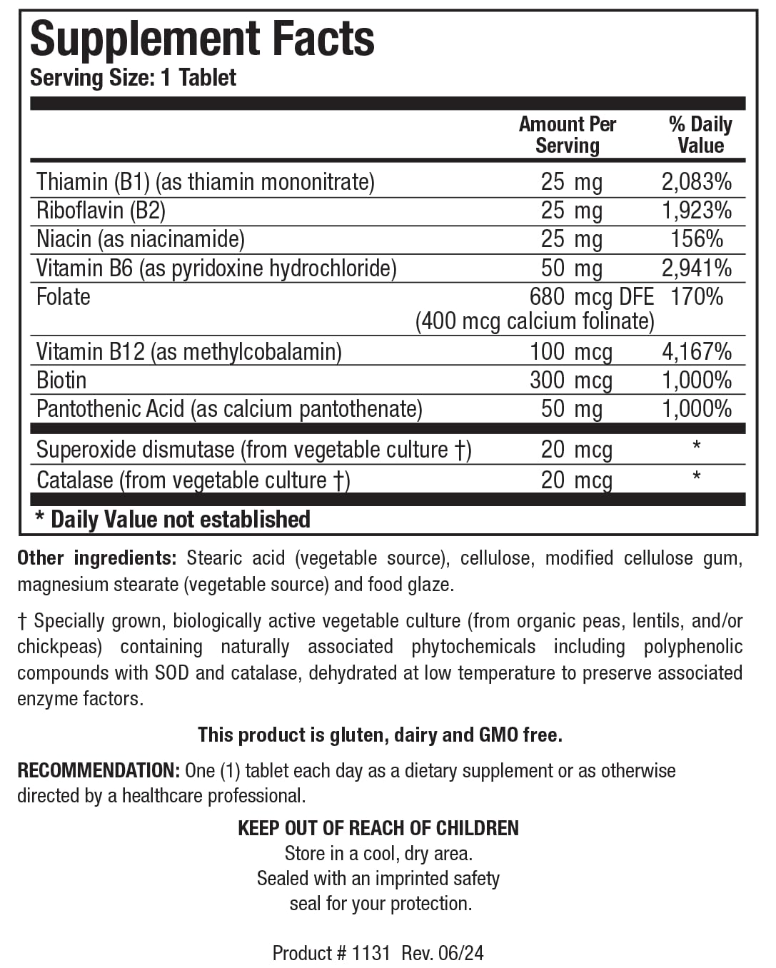 BIOTICS RESEARCH Bio-B Complex supplement side view