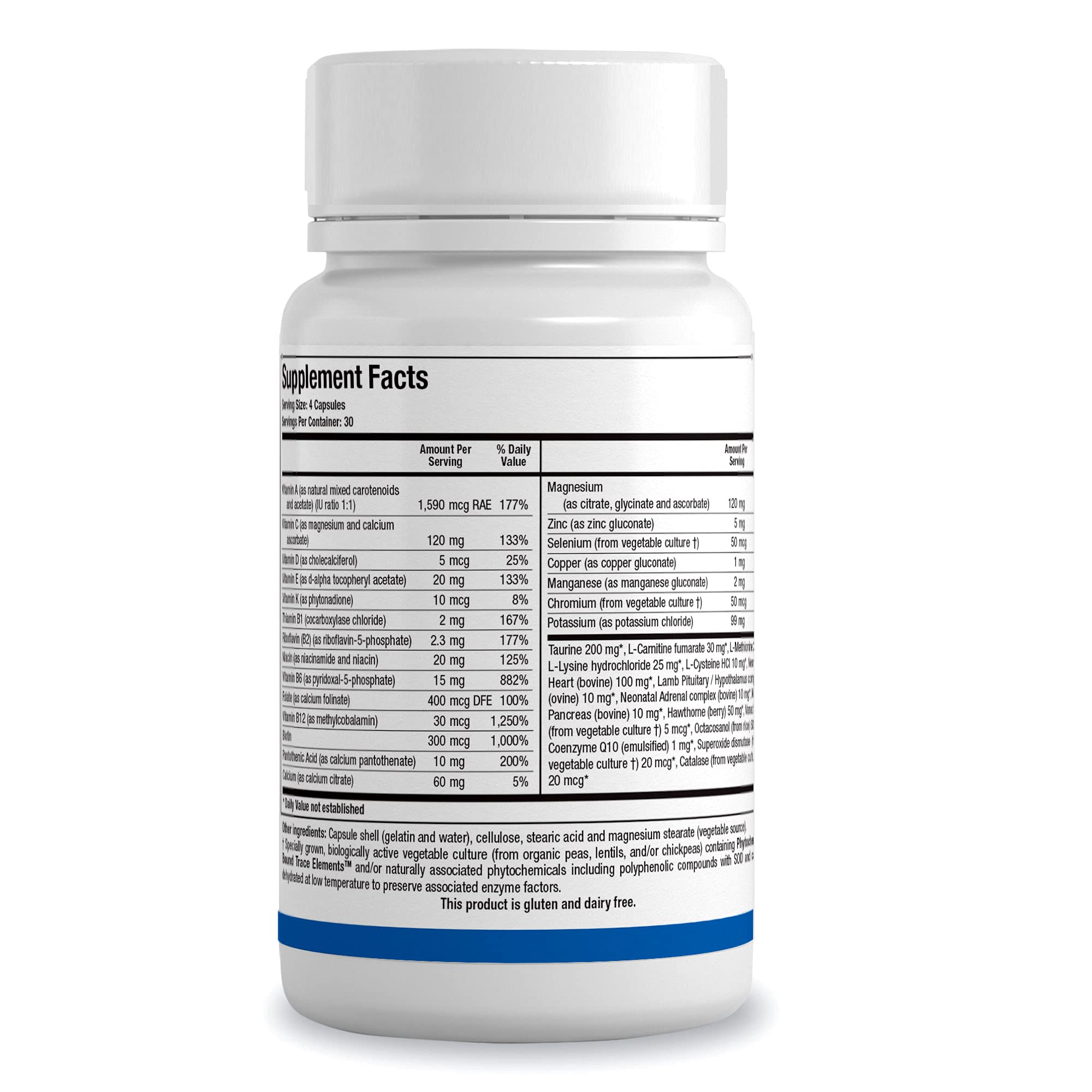 BIOTICS RESEARCH Bio-Cardiozyme Forte supplement back view with ingredients