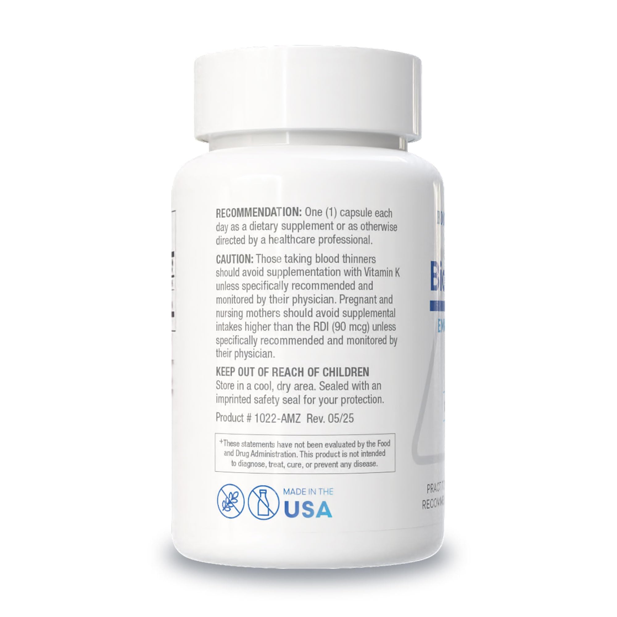 BIOTICS RESEARCH Bio-DK Caps back view with ingredient list