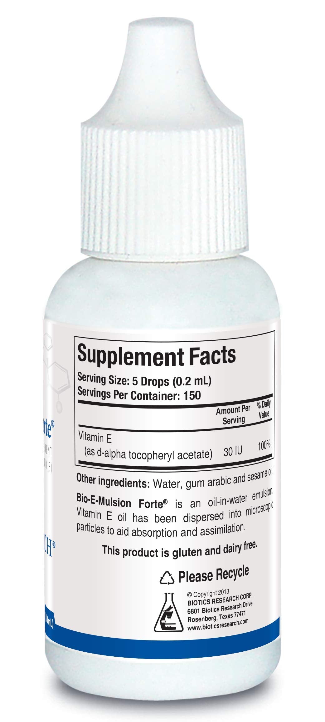 BIOTICS RESEARCH Bio-E-Mulsion Forte Vitamin E bottle with dropper