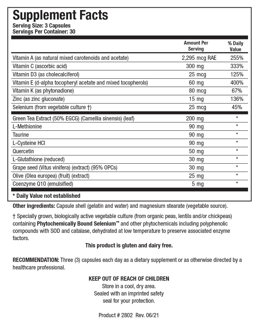 BIOTICS RESEARCH BioProtect Plus Antioxidant Supplement side view