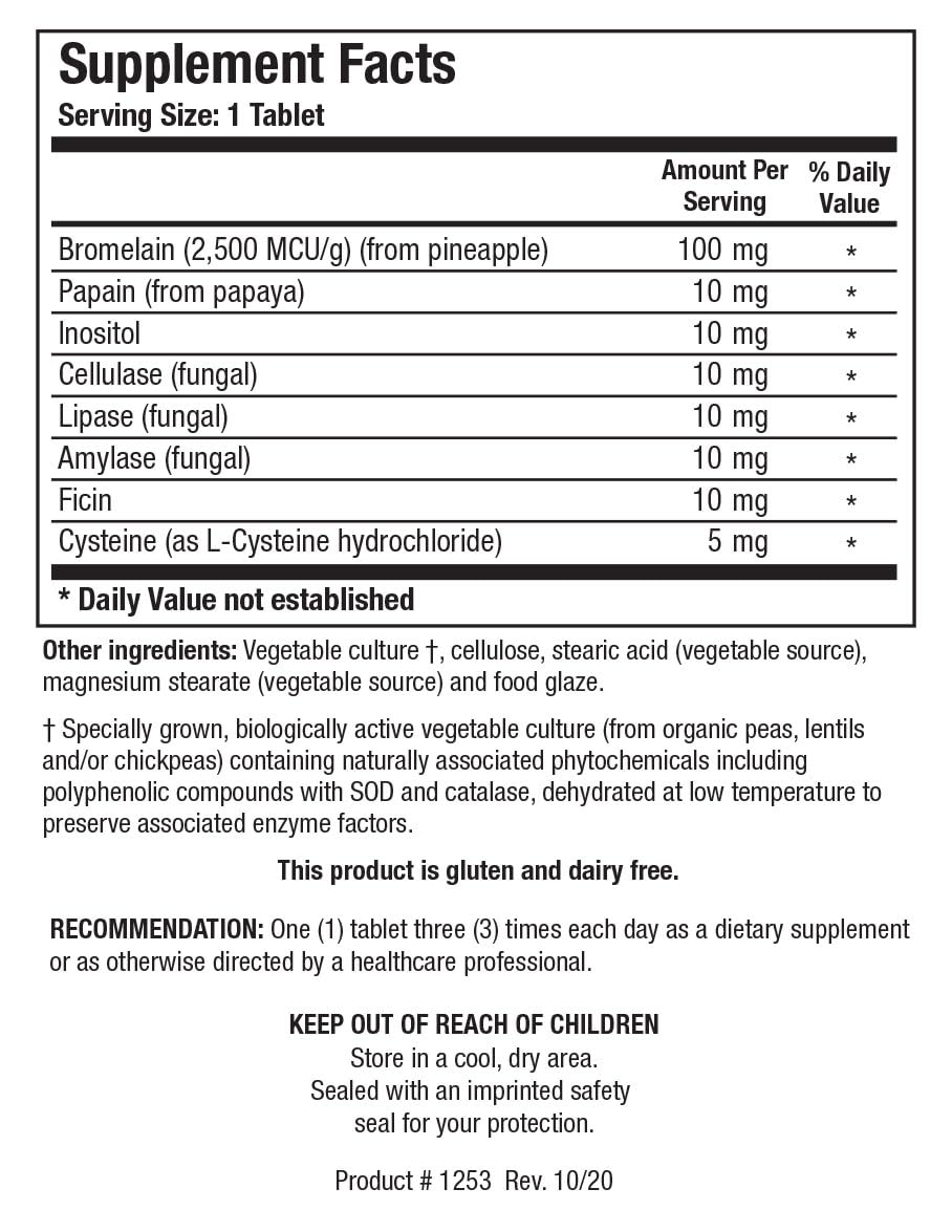 BIOTICS RESEARCH Bromelain Plus CLA 70g back view with ingredients