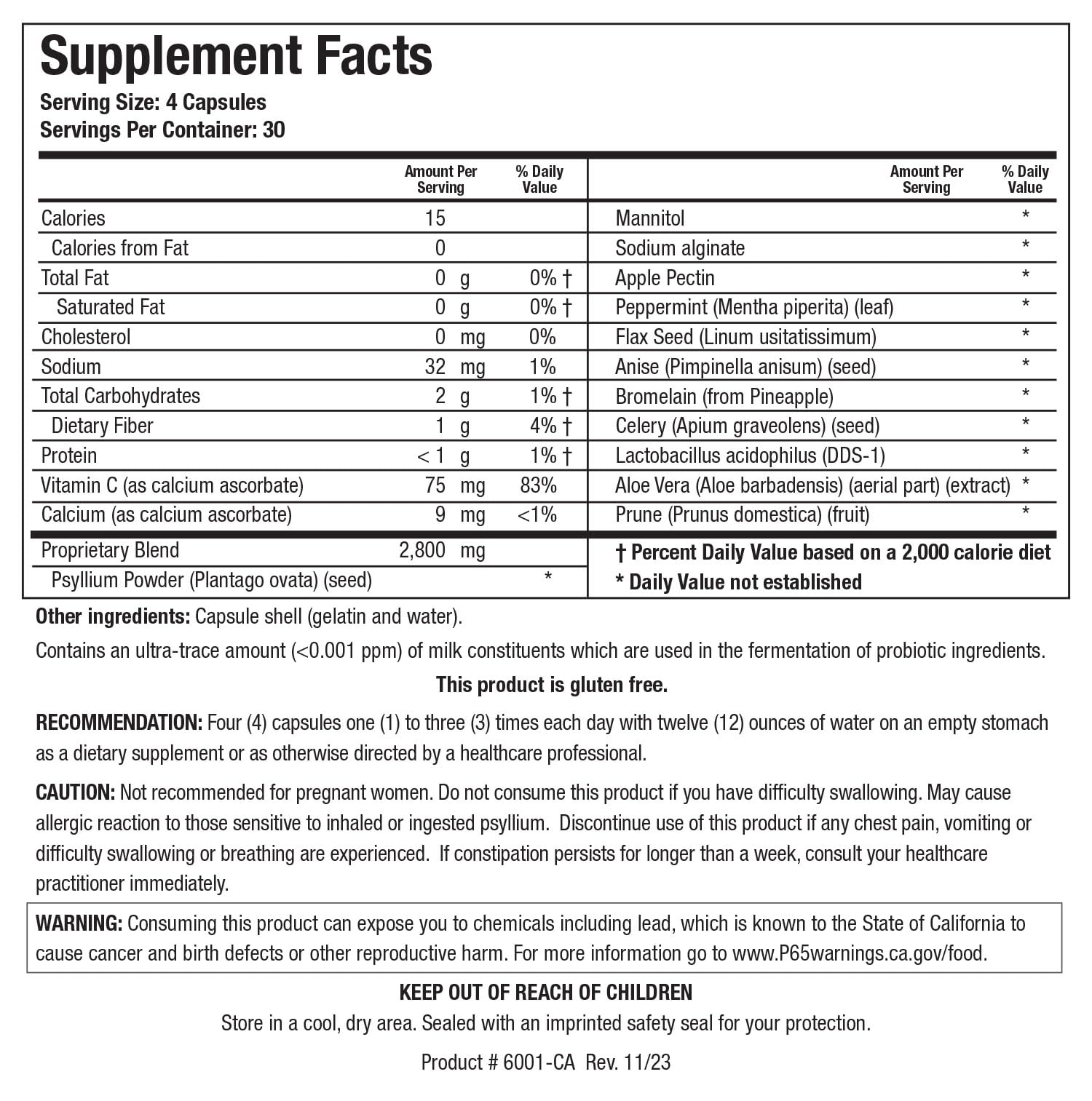 BIOTICS RESEARCH Colon-Plus Caps supplement facts label