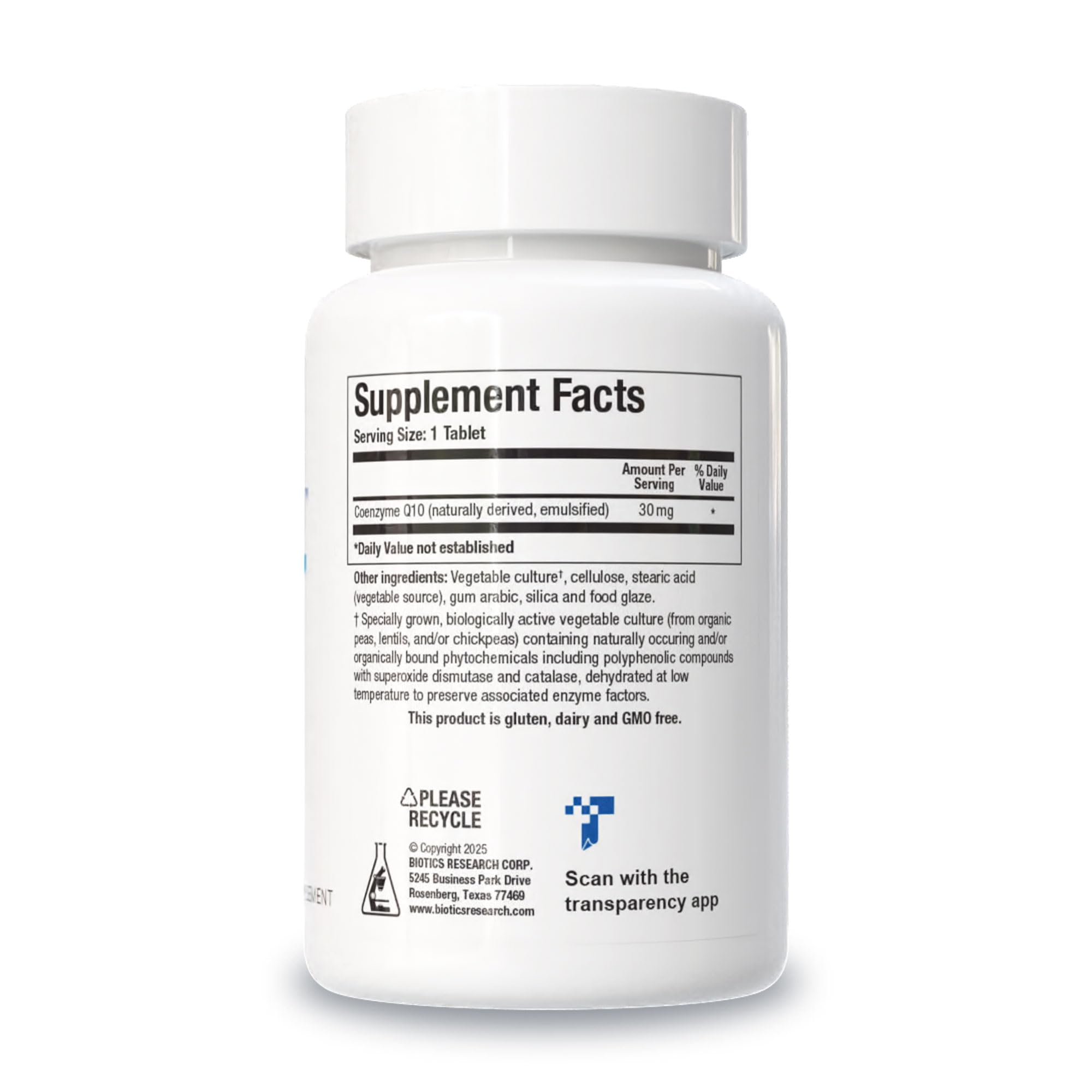 BIOTICS RESEARCH CoQ-Zyme 30 supplement side view