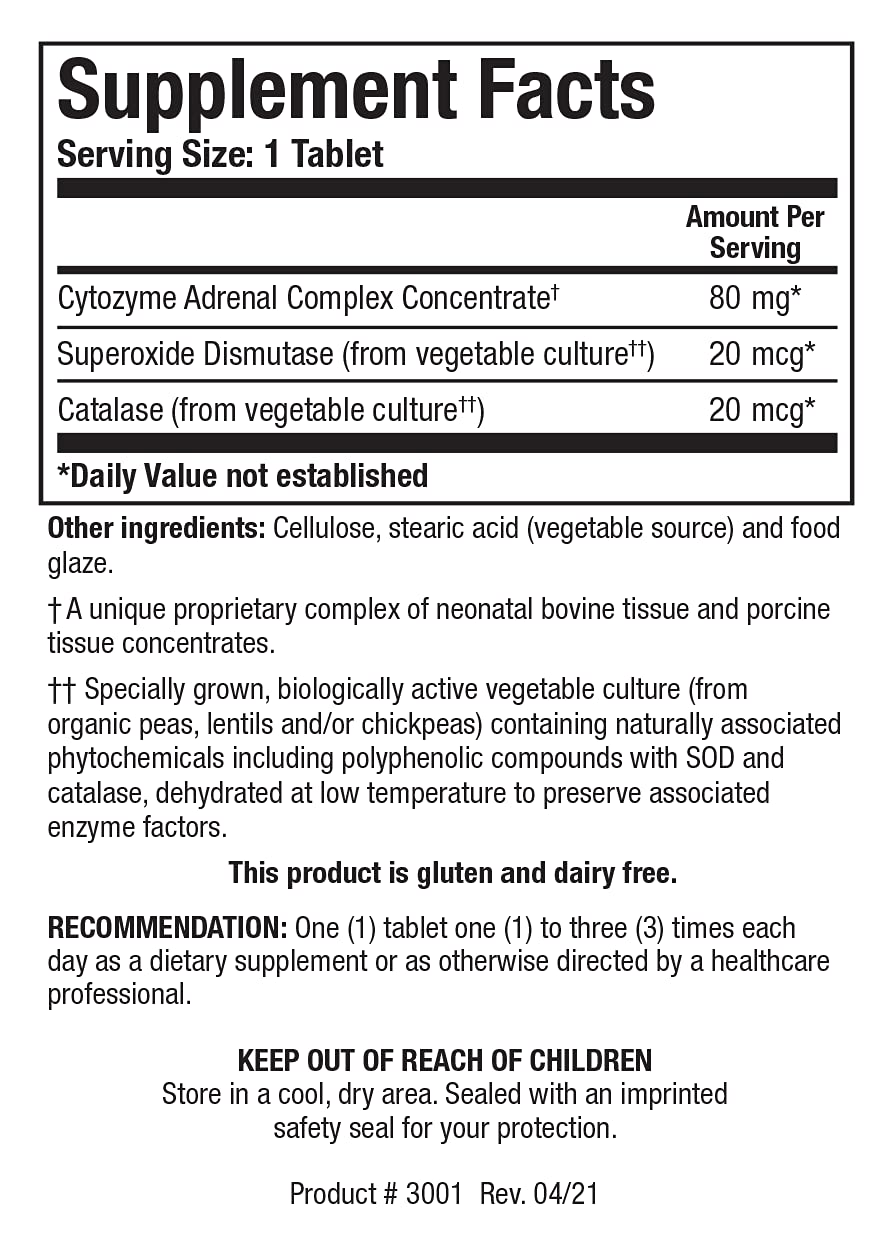 BIOTICS RESEARCH Cytozyme-AD Adrenal Extract side view