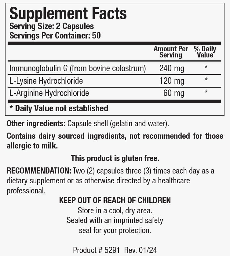 BIOTICS RESEARCH daily wellness-gG Colostrum Supplement back view