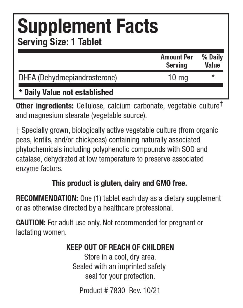 BIOTICS RESEARCH DHEA Supplement 90 Tablets side view