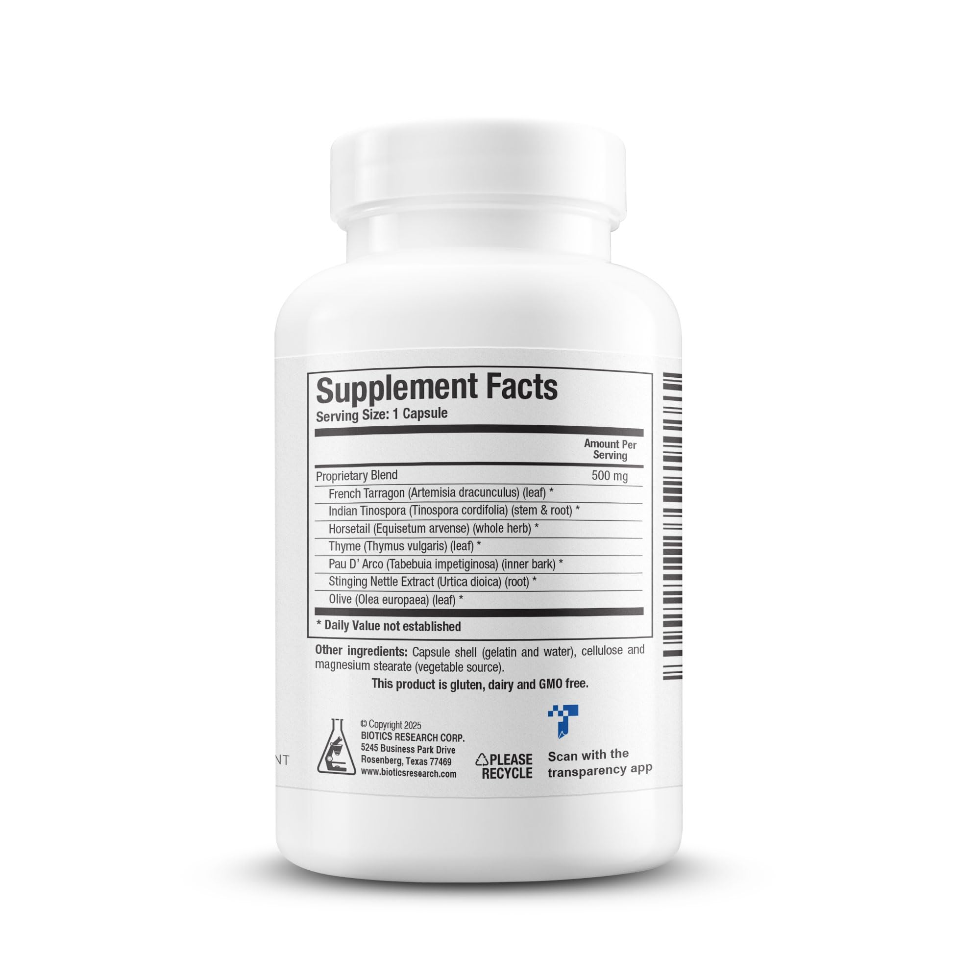 BIOTICS RESEARCH FC-Cidal Herbal Supplement 500mg bottle with label