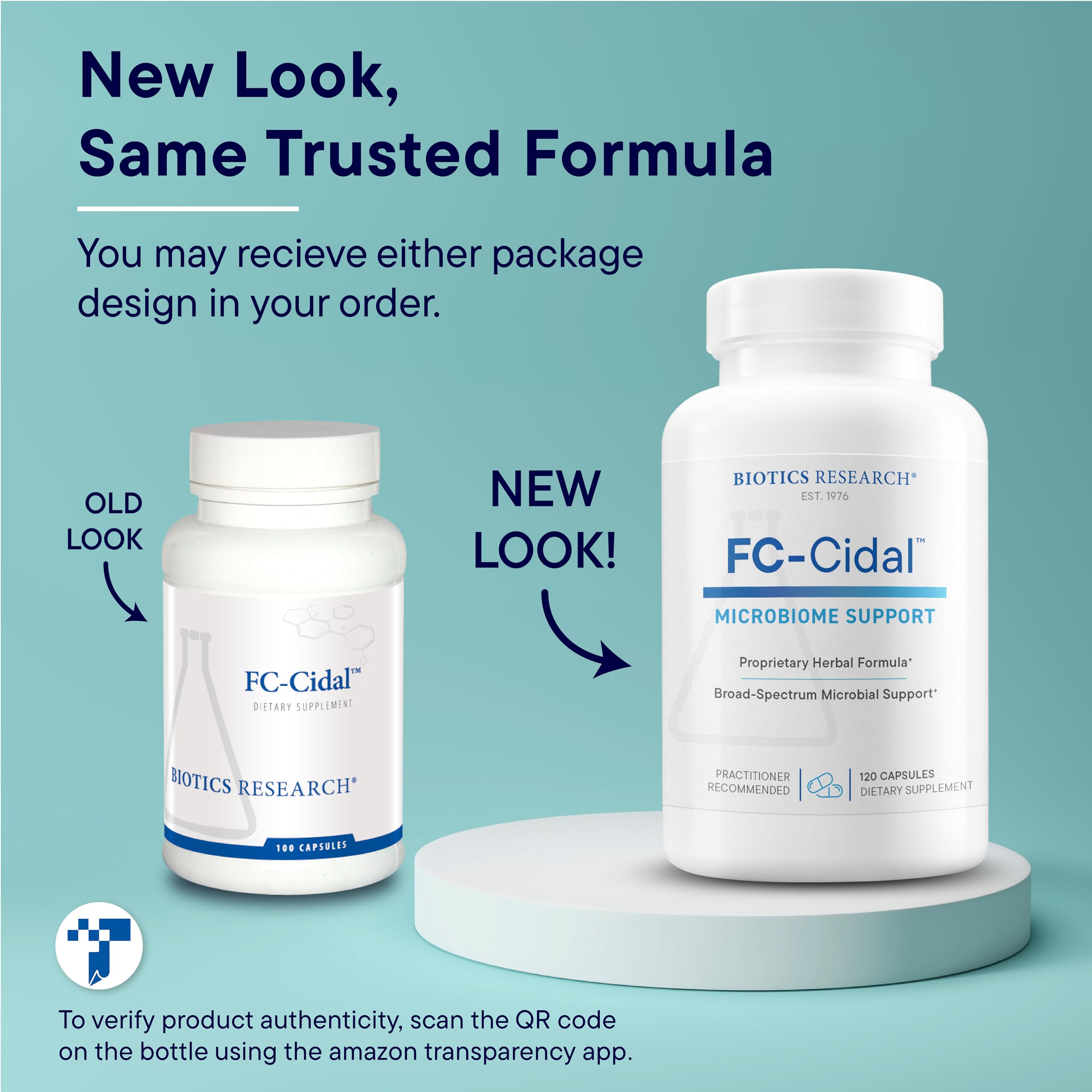 BIOTICS RESEARCH FC-Cidal Herbal Supplement 500mg capsules with measuring spoon
