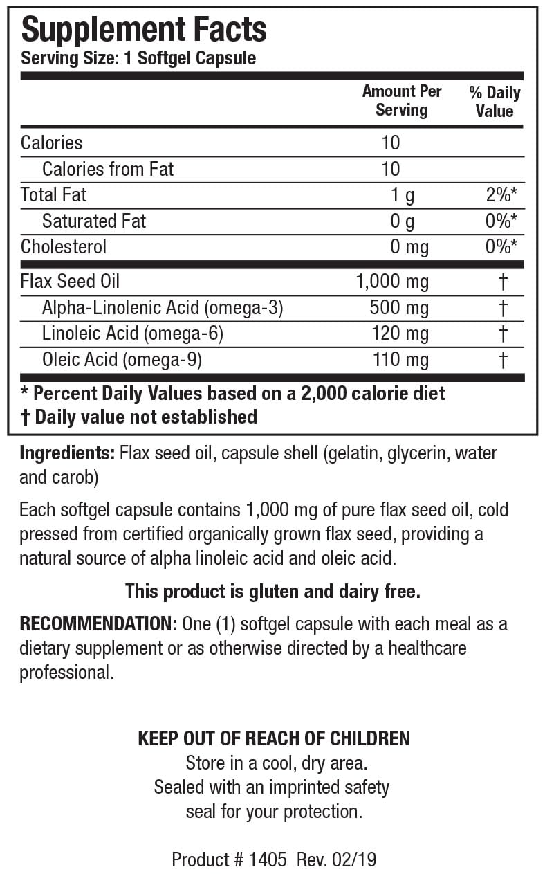 BIOTICS RESEARCH Flax Seed Oil Capsules side view