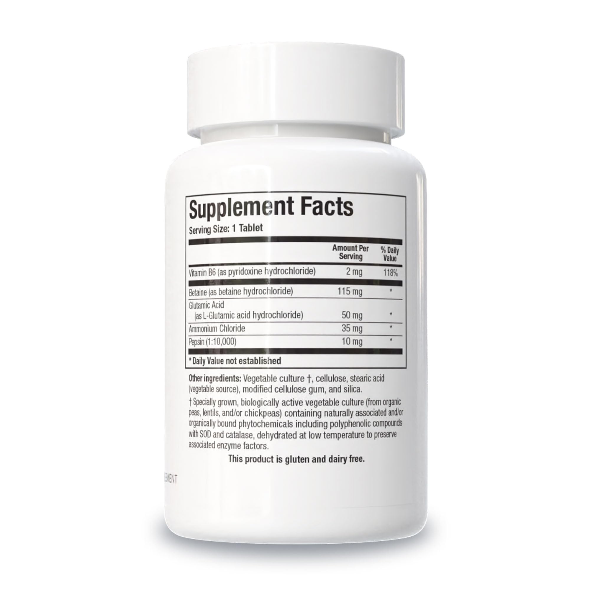 BIOTICS RESEARCH HCl-Plus Supplement bottle side view