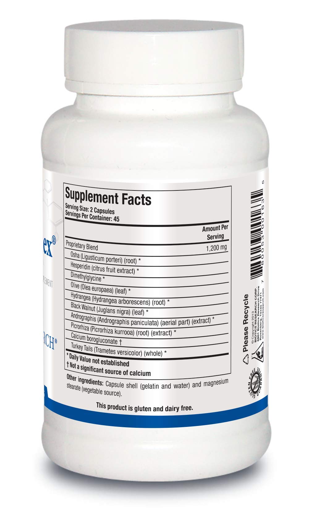 BIOTICS RESEARCH HistoPlex Herbal Supplement 90 Capsules back view