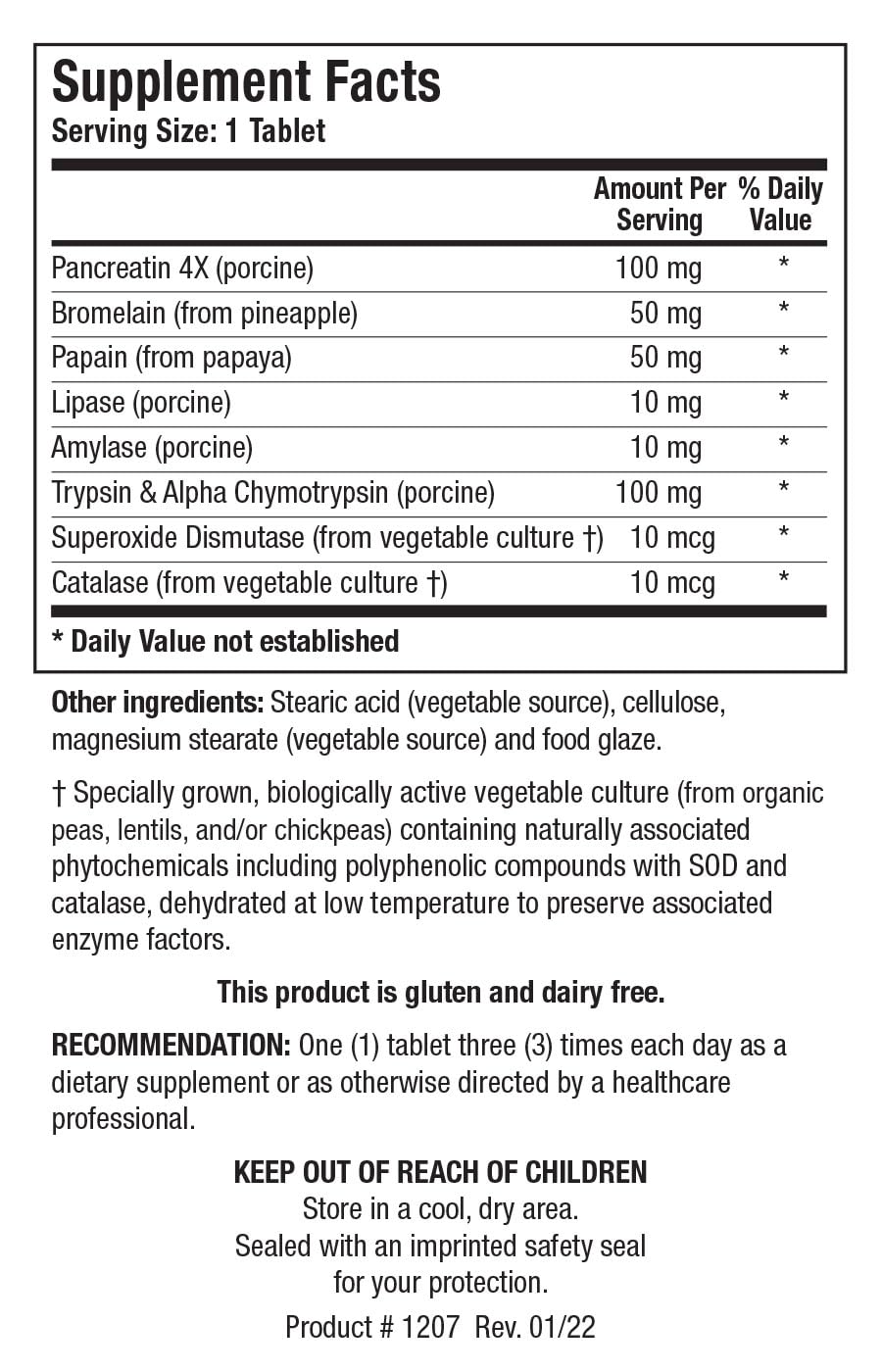 BIOTICS RESEARCH Intenzyme Forte packaging side view
