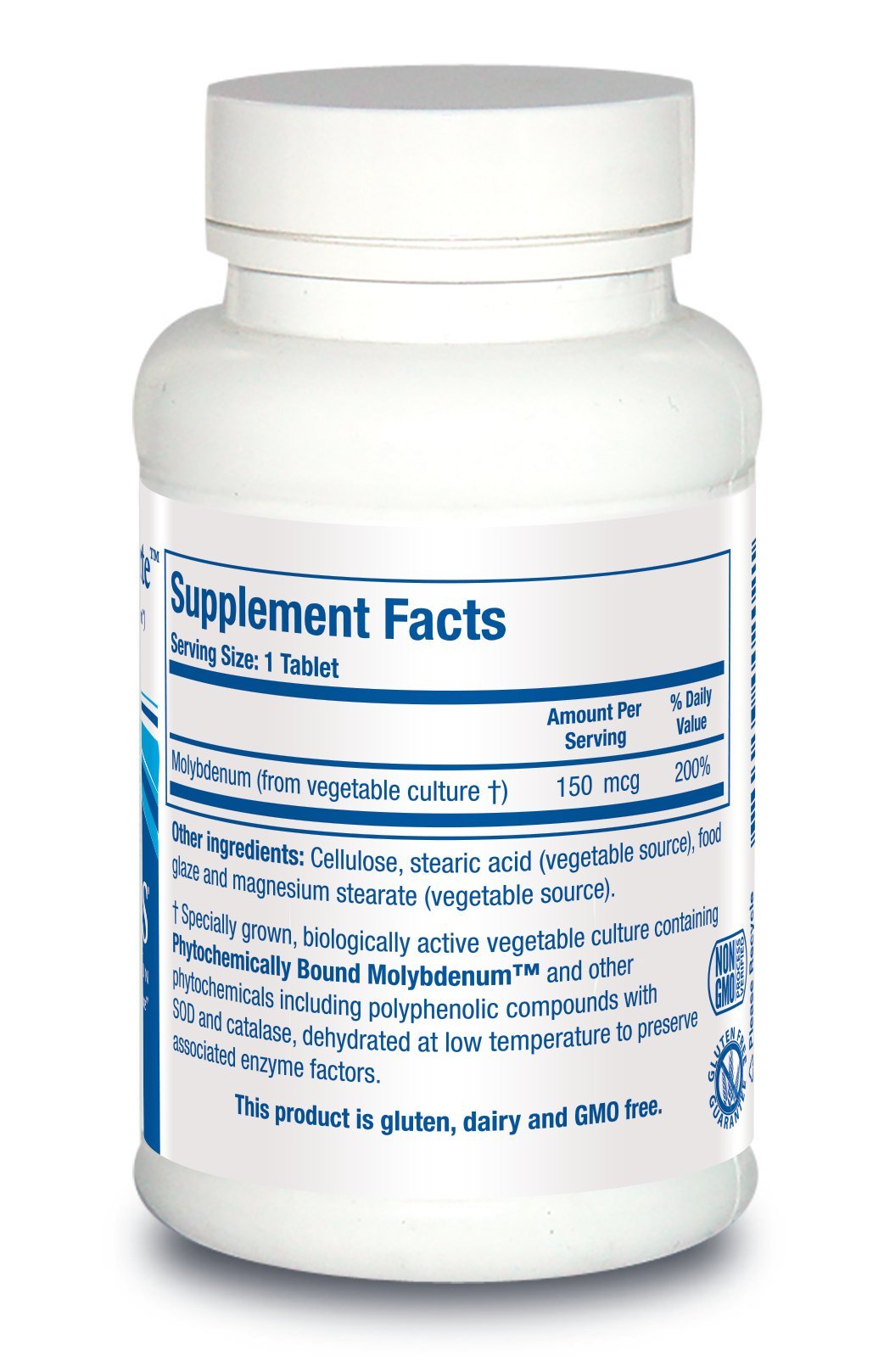 BIOTICS RESEARCH Molybdenum Trace Mineral Supplement 100 Tablets side view